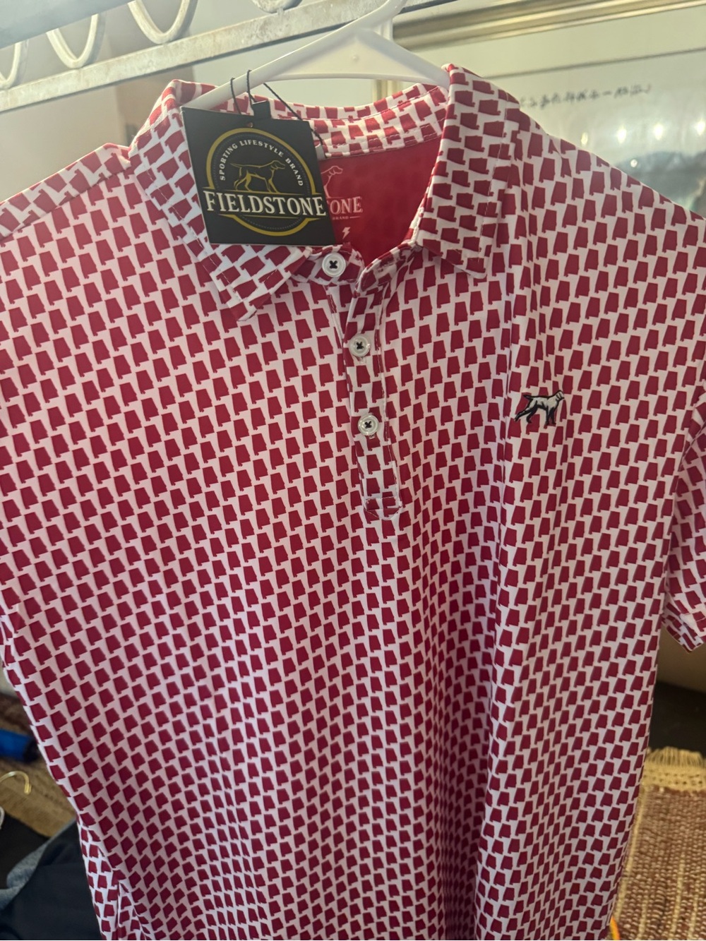 Fieldstone Boys' Red Geo-Print Polo Alabama